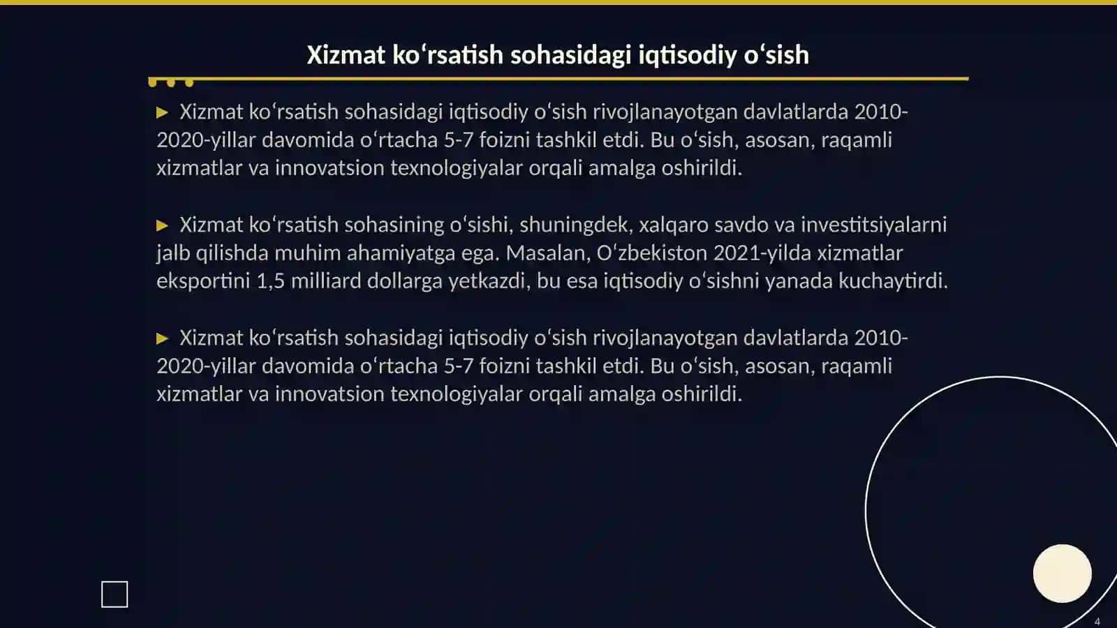 Rivojlanayotgan davlatlarda hizmat ko‘rsatish sohalarining rivojlanish hususiyatlari 4