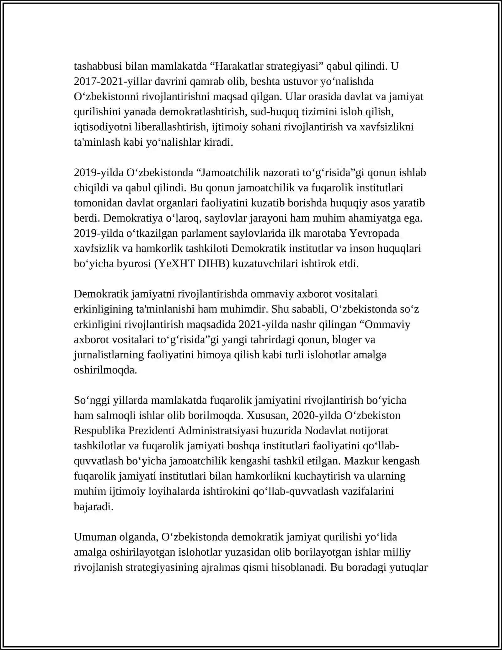 O'ZBEKISTONDA DEMOKRATIK FUQOROLIK ASOSLARINI YARATILISHI 4