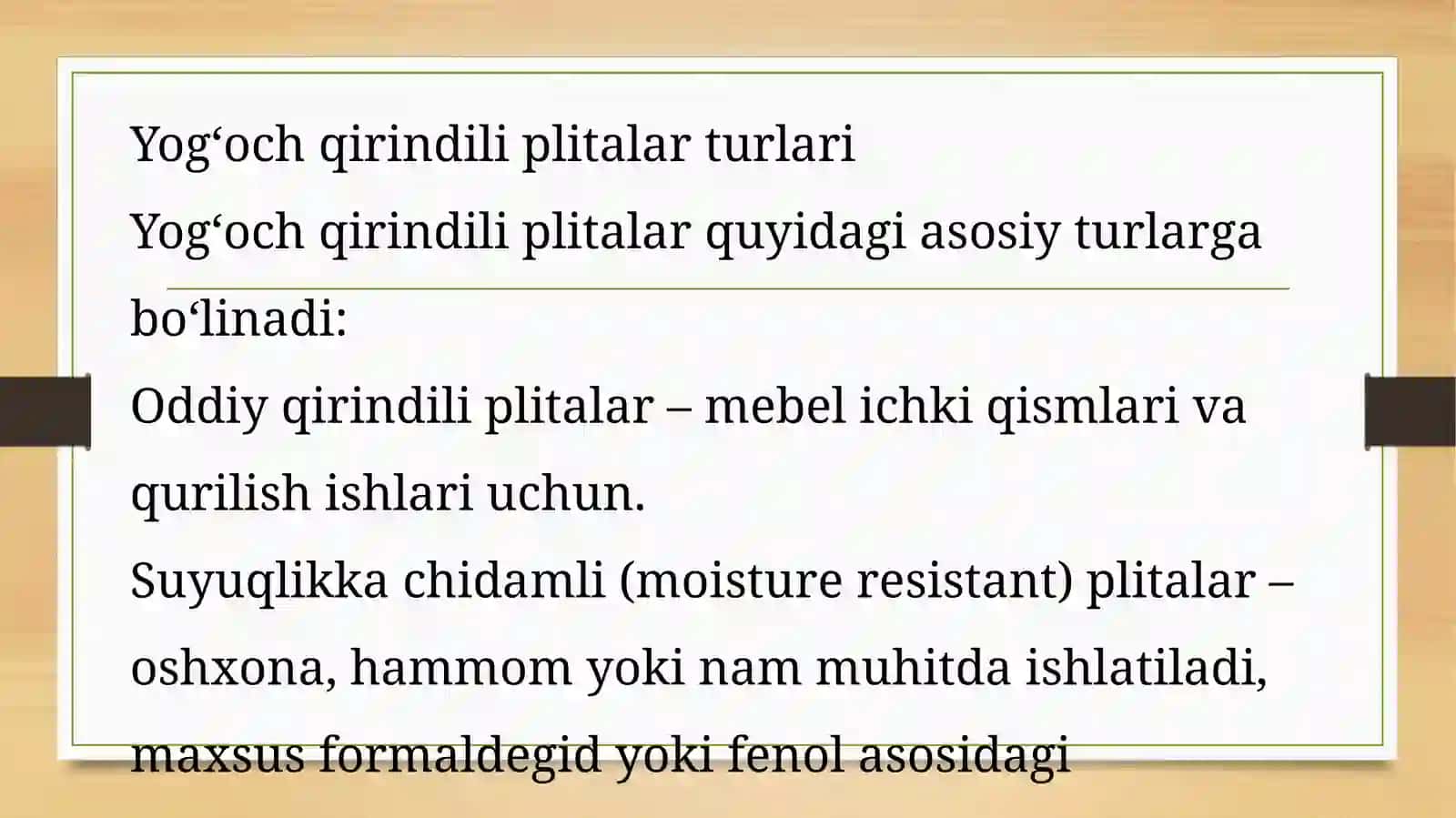 Yog'och qirindili plitalar ishlab chiqarish texnologiyasi 4