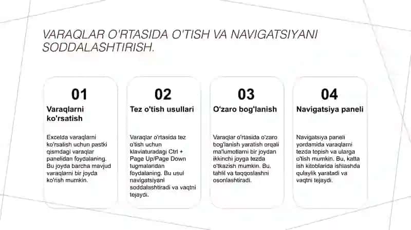 Microsoft Excelda varaqlar bilan ishlash 4