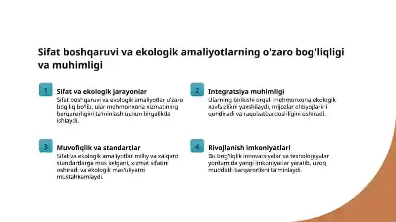 Barqaror mehmonxona xizmatlari sifati: sifat va ekologiya integratsiyasi 4