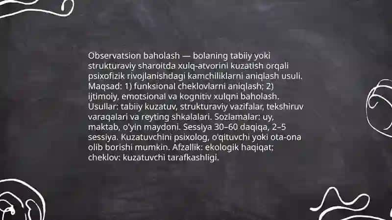 Bolalardagi psixofiz rivojlanishidagi kamchiliklarni tashxislash turlari 4