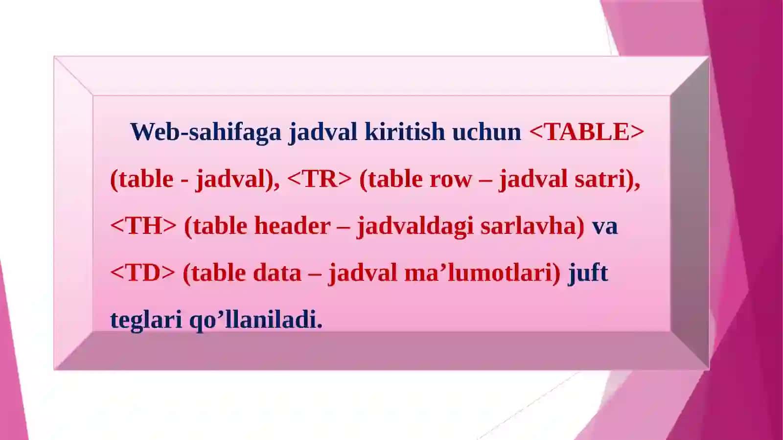 Web-sahifaga jadval joylashtirish 4