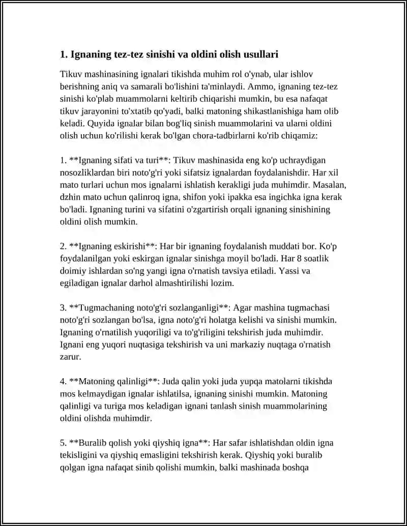TIKUV MASHINASIDAGI KICHIK NOSOZLIKLAR VA ULARNING OLDINI OLISH 4