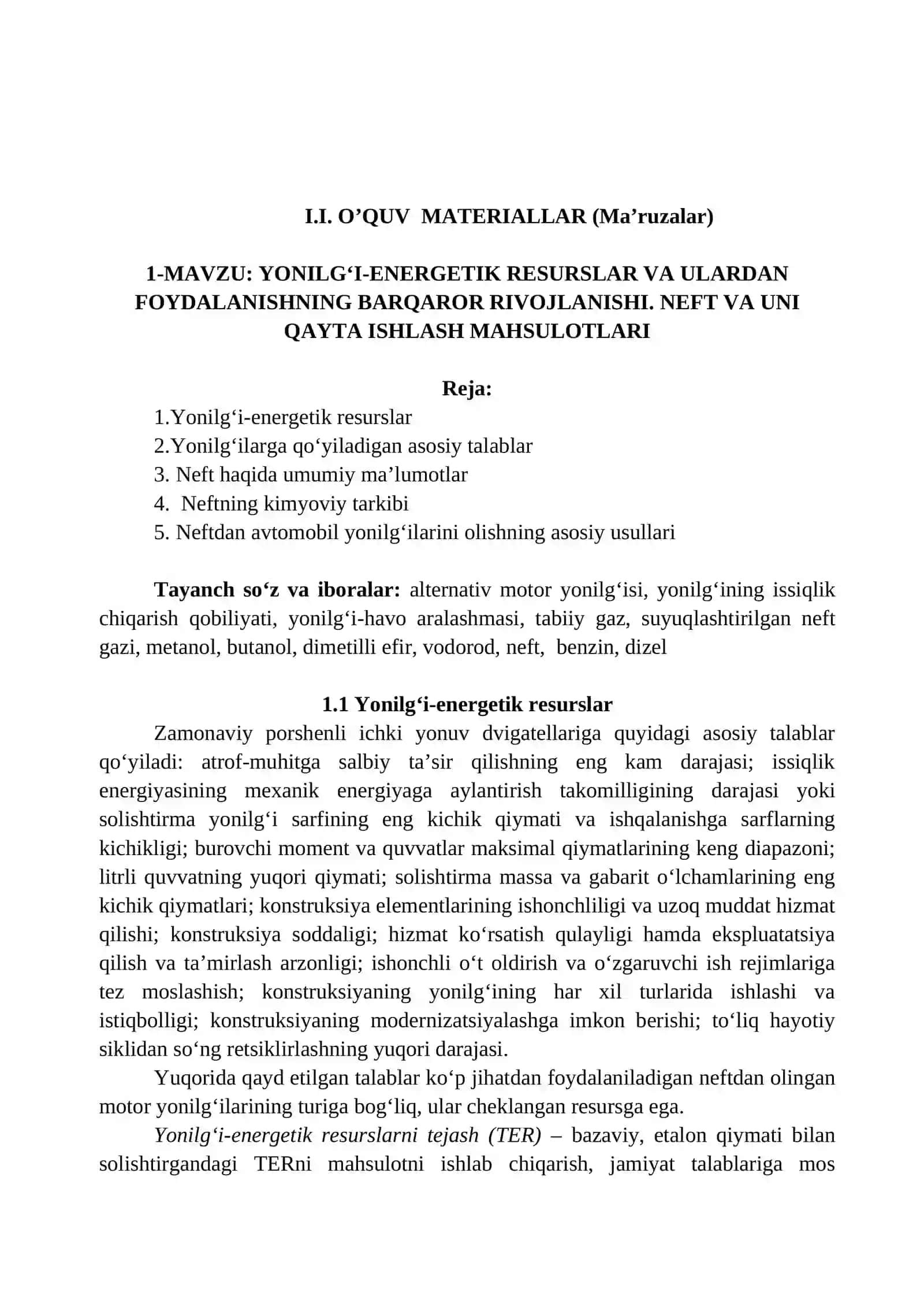 "Transport vositalarida ishlatiladigan ekspluatatsion materiallar" 4