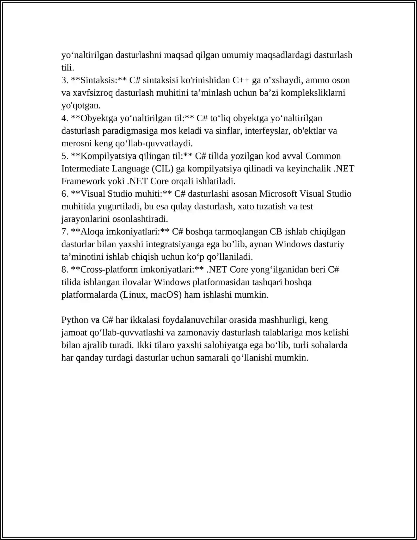PYTHON DASTURLASH TILI, C# VA BOSHQA TILLARDA ( PASCAL, C++) MODULLI DASTURLASHDA ULARNING FARQI 4