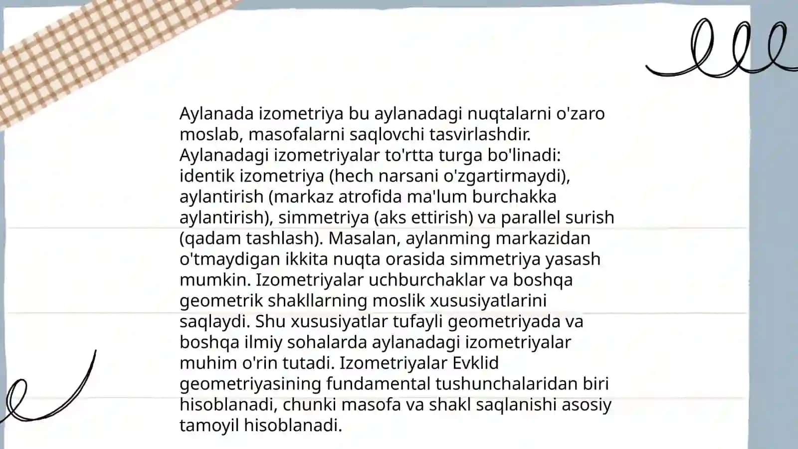 Aylananing izometriyalari -ovvallar yasash 4