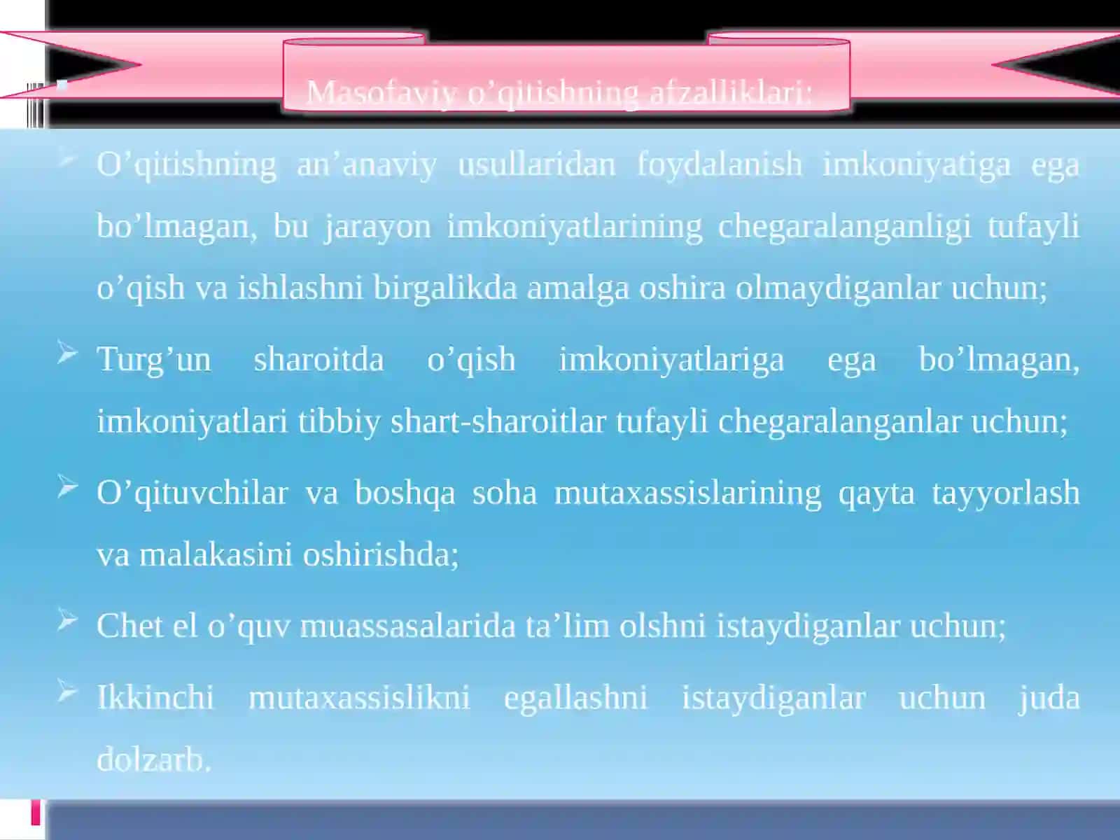 MASOFAVIY O’QITISH 4
