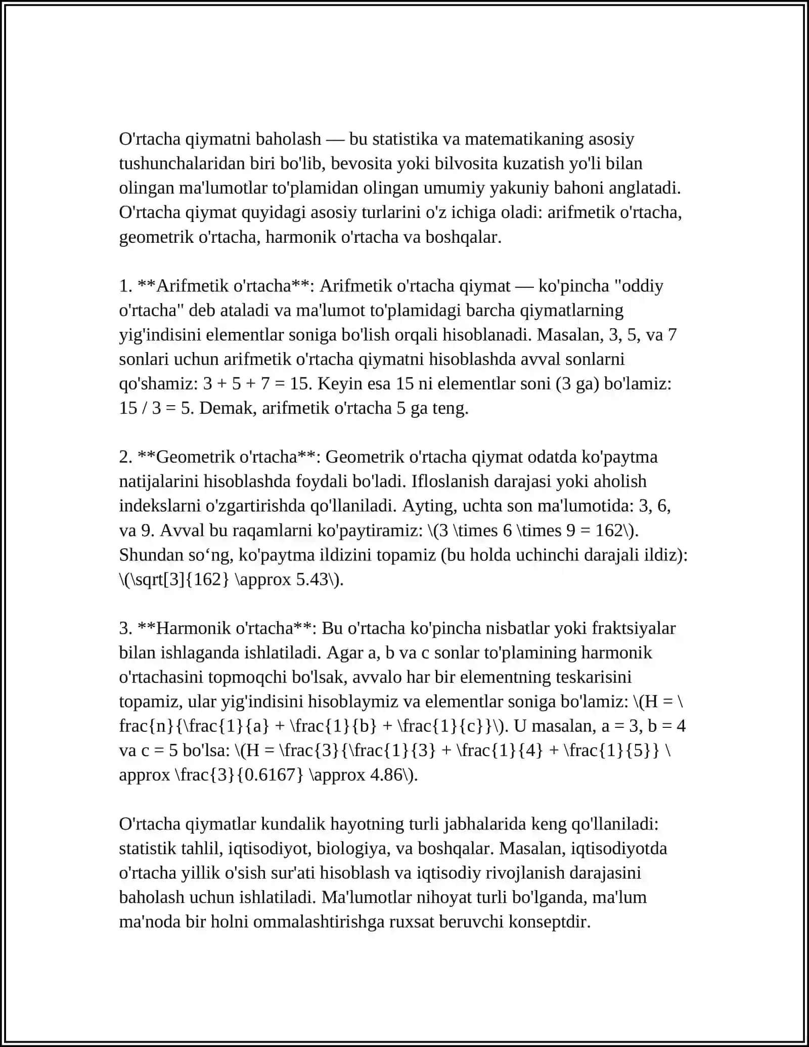 NORMAL TAQSIMLANISH PARAMETRLARINI BAHOLASHNING STATISTIK METODLARI 4