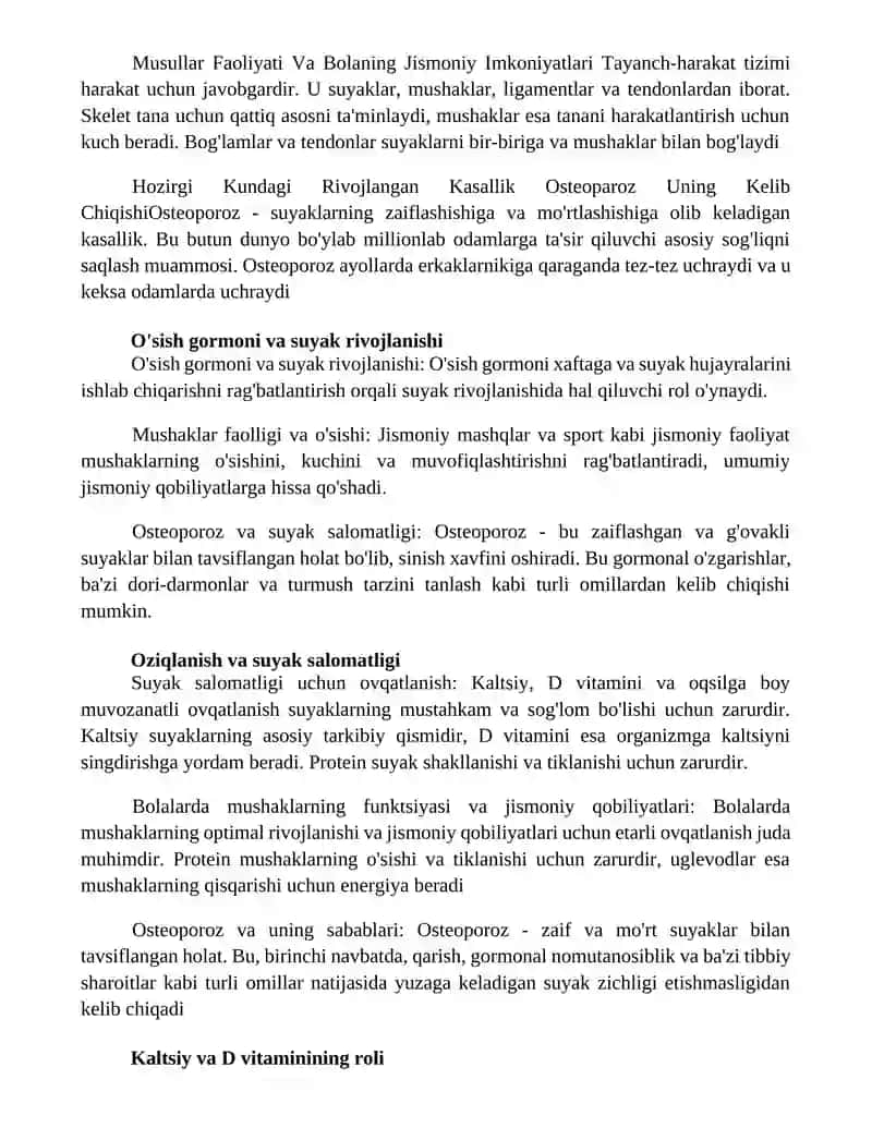 Muskullar Faoliyati Va Bolaning Jismoniy Imkoniyatlari Hamda Hozirgi Kundagi Rivojlangan Kasallik Osteoparoz Uning Kelib Chiqishi 4