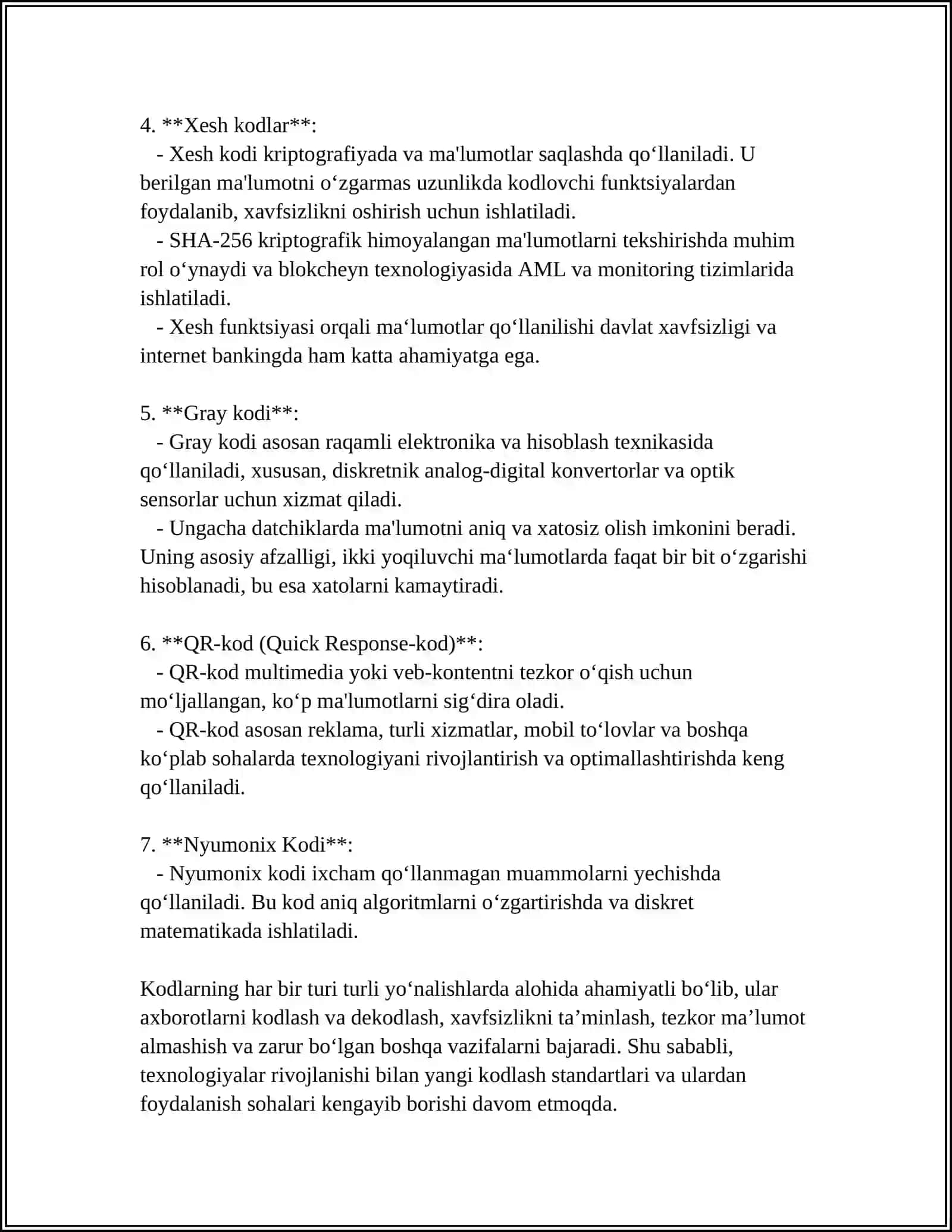 Mavzu: KODLAR HAQIDA 4