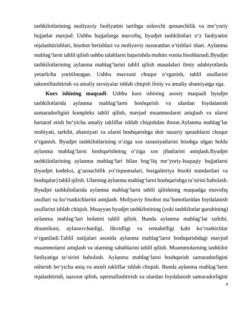 Byudjet tashkilotlarining aylanma mablag’larini tahlili 4