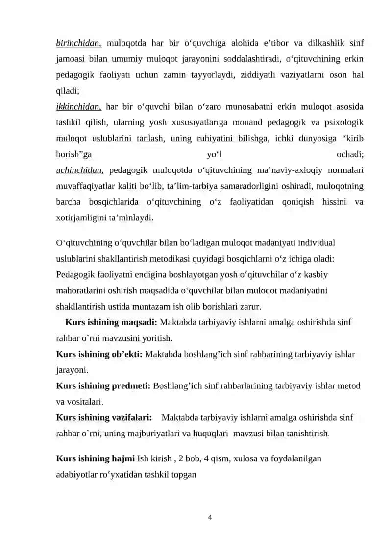 TARBIYAVIY ISHLARNI TASHKIL ETISHDA SINF RAHBARINING O`RNI 4