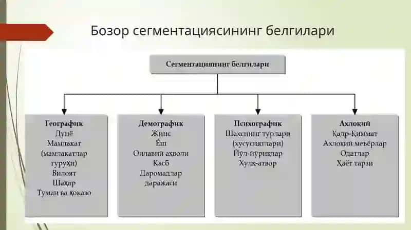Бозор сегментацияси ва товарни бозорда позициялаш 4