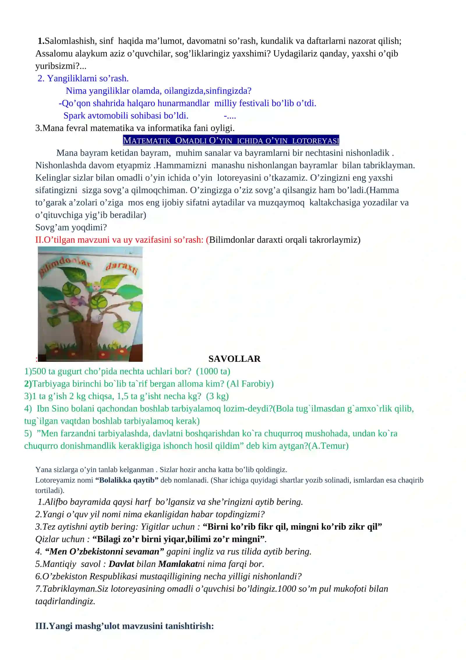 Matematika fanidan innovatsion ochiq dars ishlanma 4