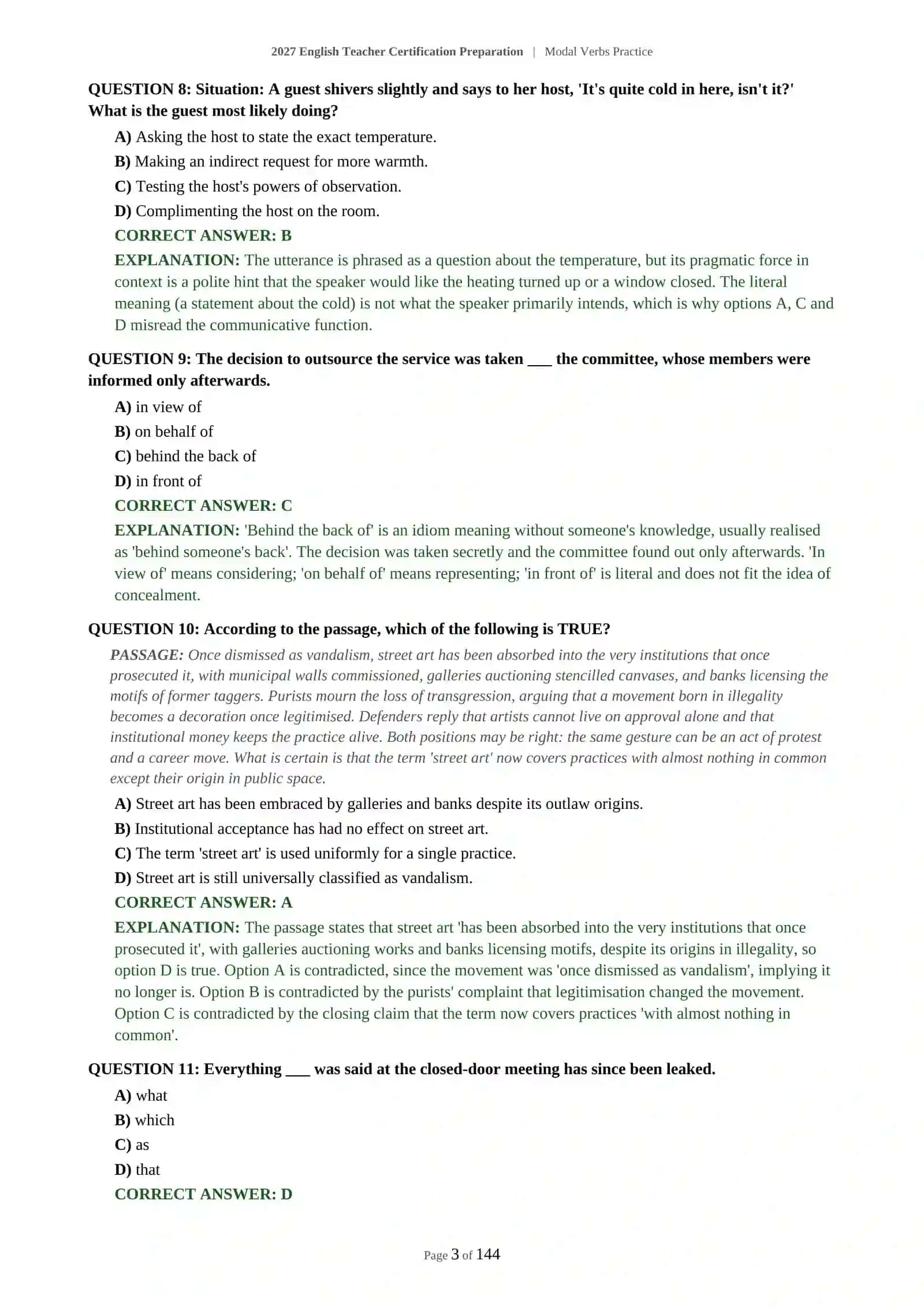 Modal Verbs Practice for English Language Teachers 4