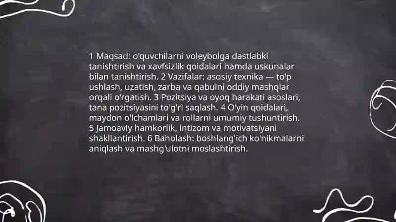 Valebolda dastlabki oʻrgatish jarayonining bosqichlari va uslublari 4
