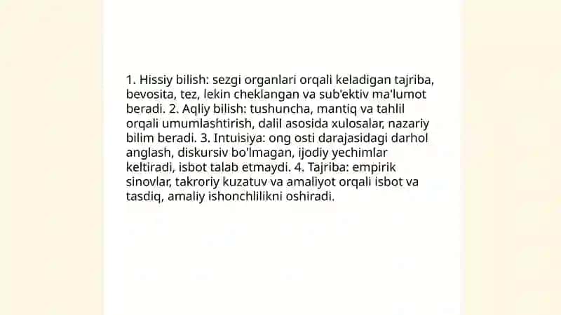 Bilish falsafasi Bilishni shakllari Hissiy bilish va mantiqiy bilish 4