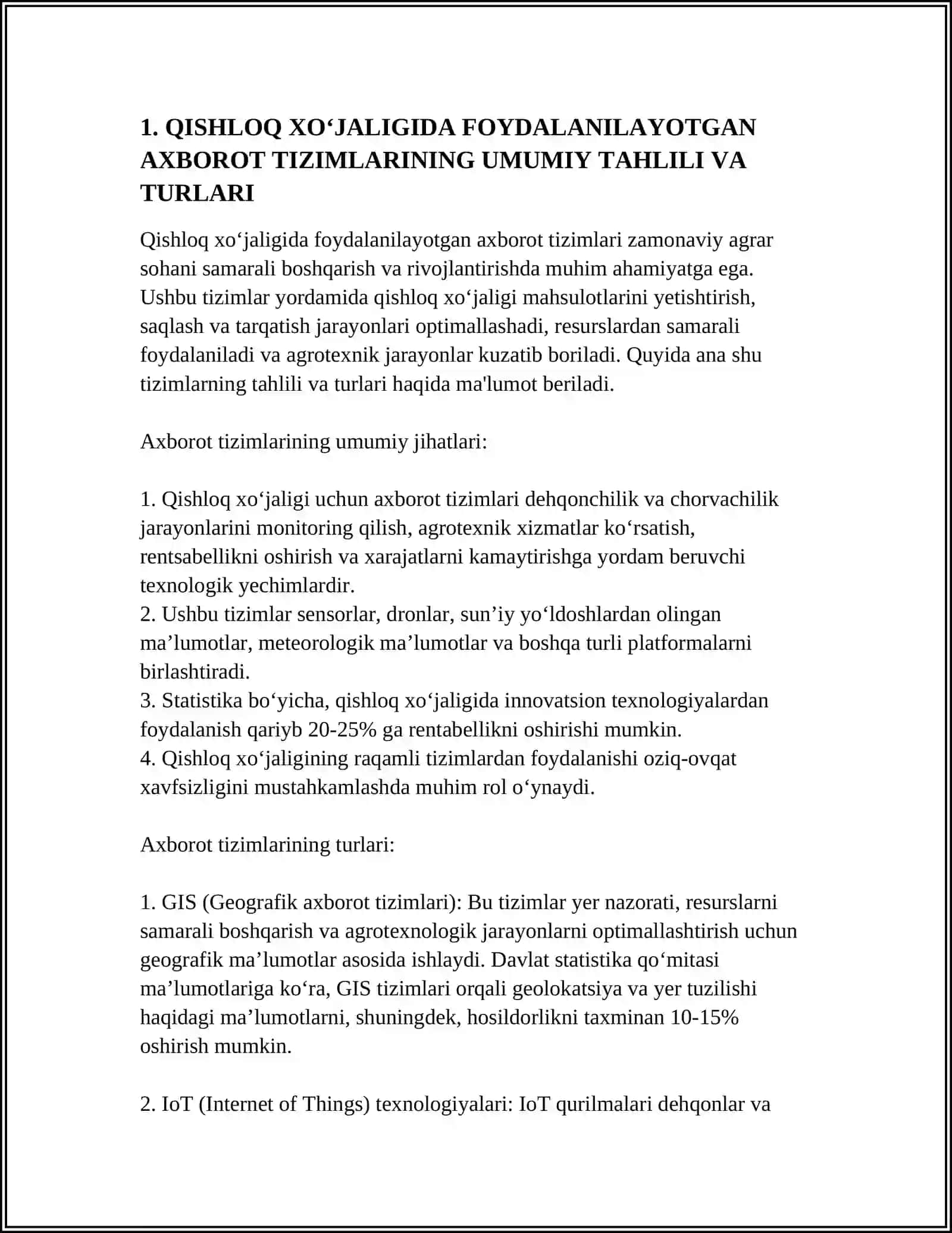 Qishloq xo‘jaligida foydalanilayotgan axborot tizimlari tahlili 4