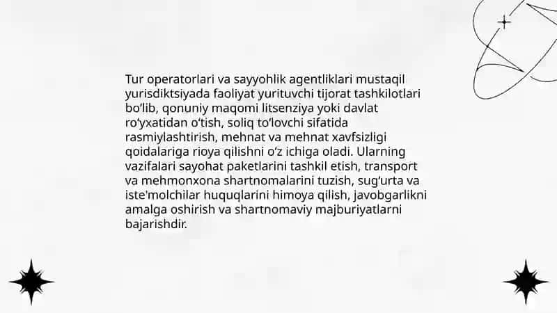 Turistik industiriyaning xuquiy tartibga solinishi 4