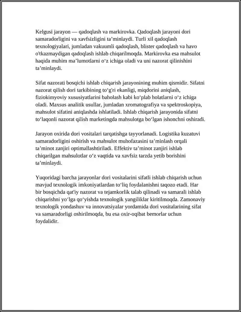 DORI VOSITALAR,TIBBIY BUYUMLAR VA FARMASEVTIK TOVARLARNI ISHLAB CHIQARISH 4