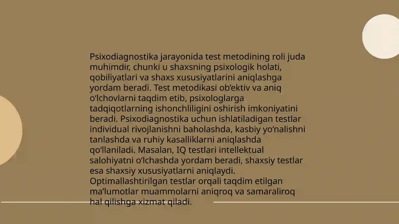 Zamonaviy psixalogiya tarmoqlarida tadqiqot metodlarini qòllanilishi.Test metodi 4