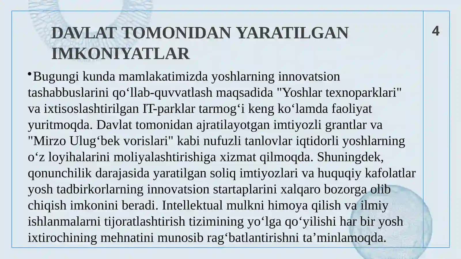 YOSHLAR — INNOVATSION G‘OYALAR TASHABBUSKORI 4