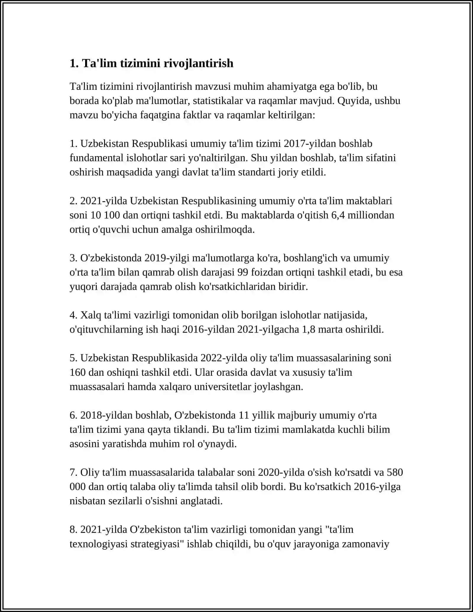 Ta'lim Tizimini Rivojlantirish 4