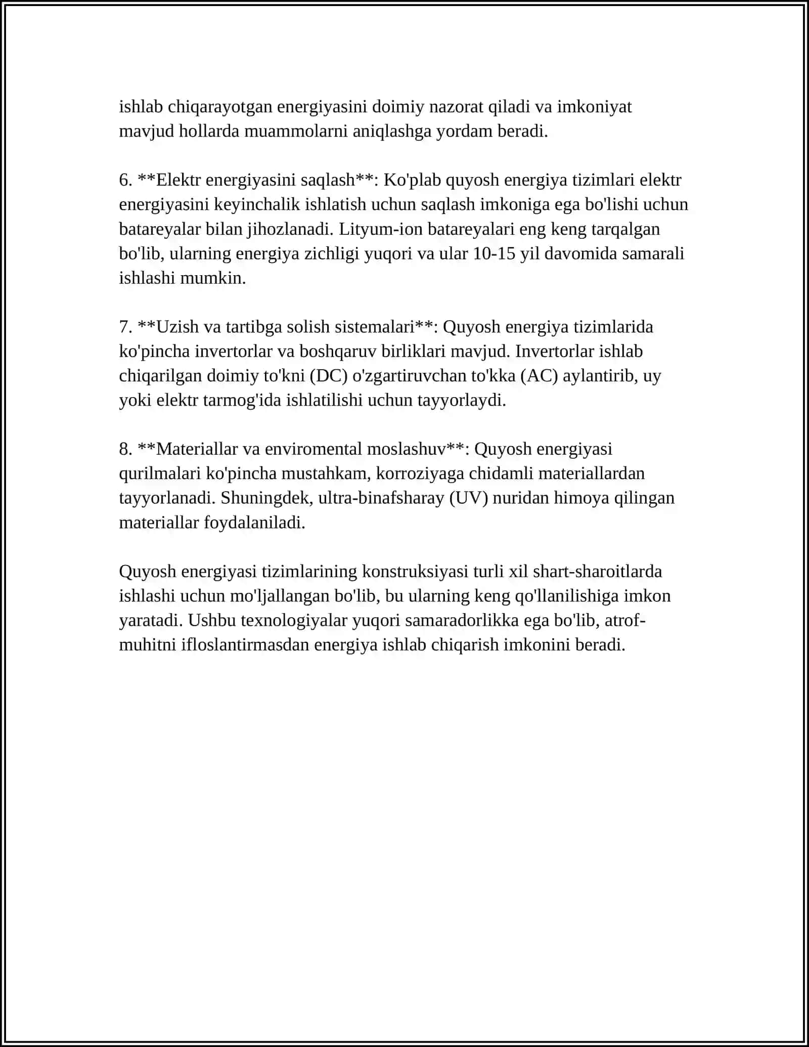 SHAMOL ENERGITIK QURILMALARINING KONSTRUKTSIYASI. TASNIFI. QURILISH TARTIBLARI 4