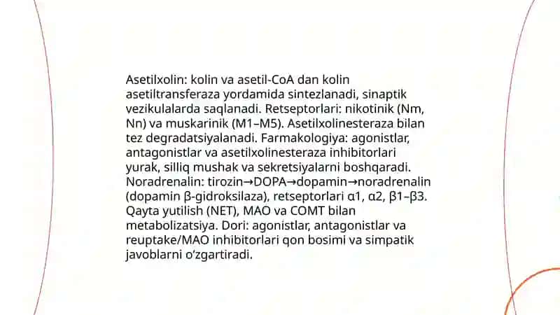 Hayvonlarni vegetativ nerv sistemasidagi tasir etuvchi dori moddalarning farmakologiyasi 4
