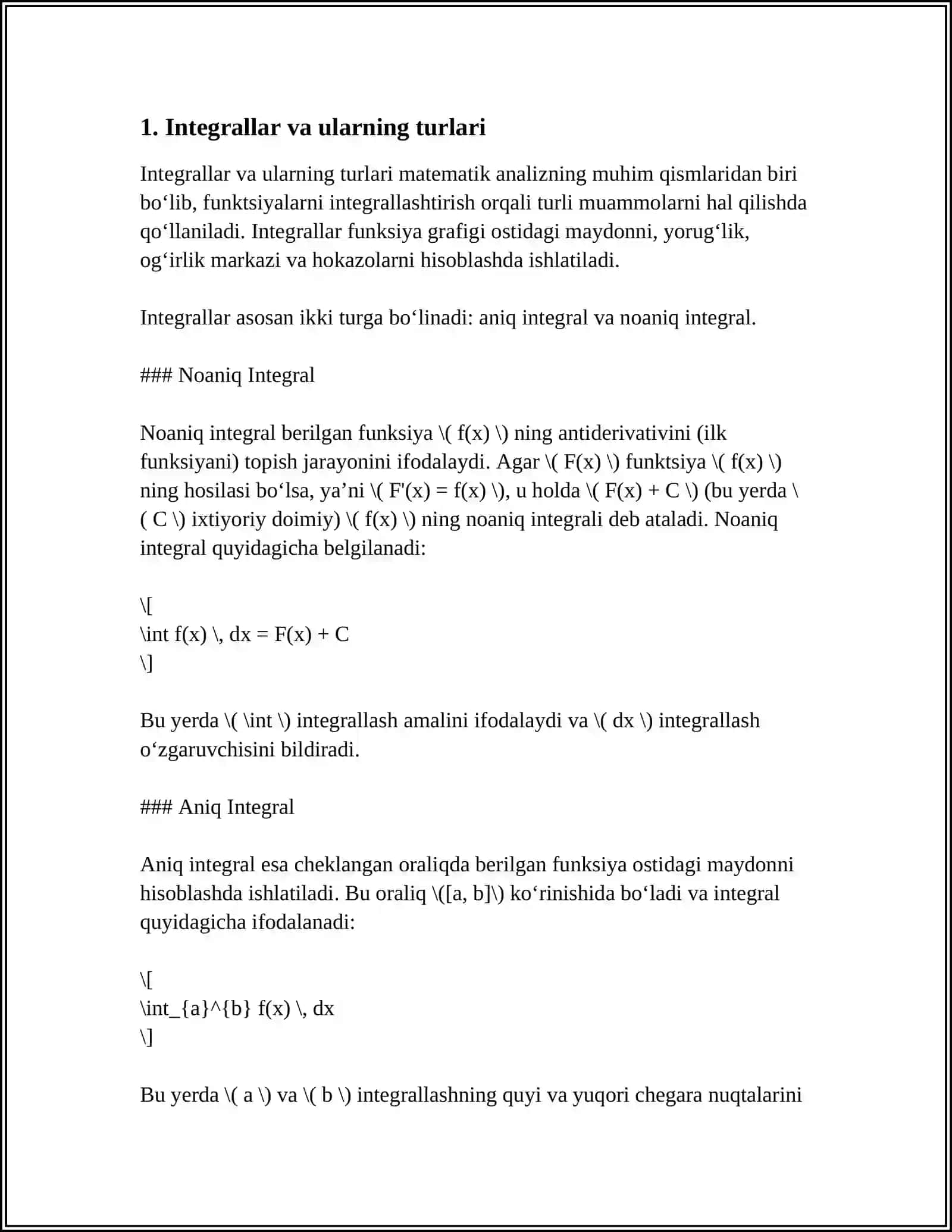 ORGANIZMDAGI DORI KONSENTRATSIYASINI MODELLASHTIRISHDA INTEGRAL HISOB TATBIQLARI 4