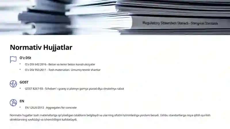 Tosh Materiallari va Ularning Meyoriy Hujjatlarga Talablari 4
