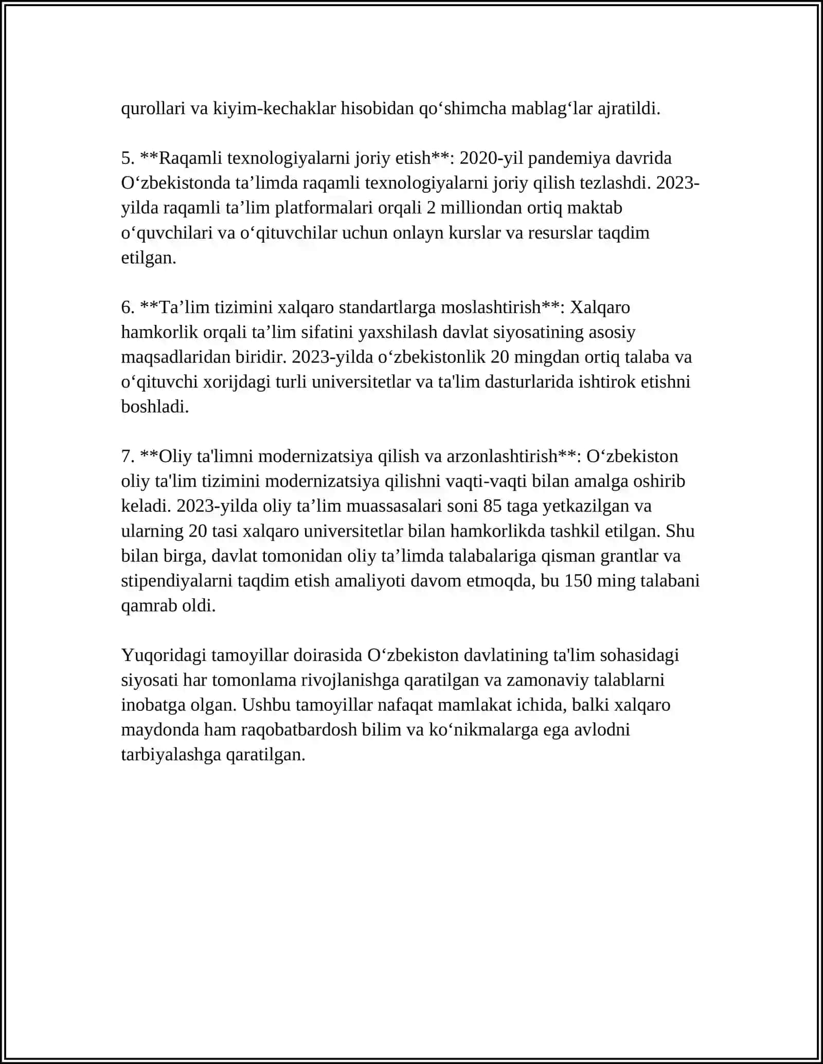 TA'LIM SOHASIDAGI DAVLAT SIYOSATINING ASOSIY TAMOYILLARI 4