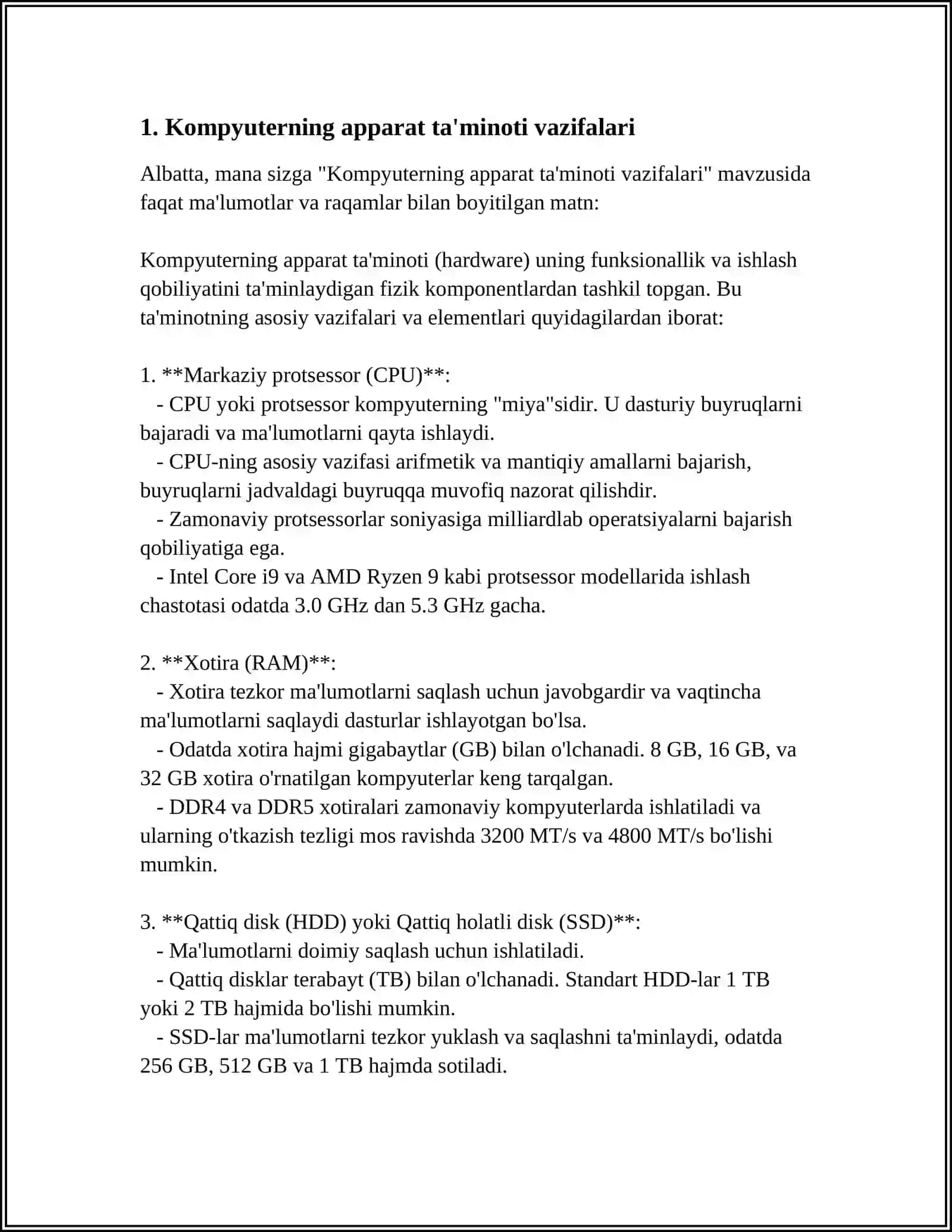 KOMPYUTERNING TEXNIK VA DASTURIY TA’MINOTLARINING VAZIFALARI 4