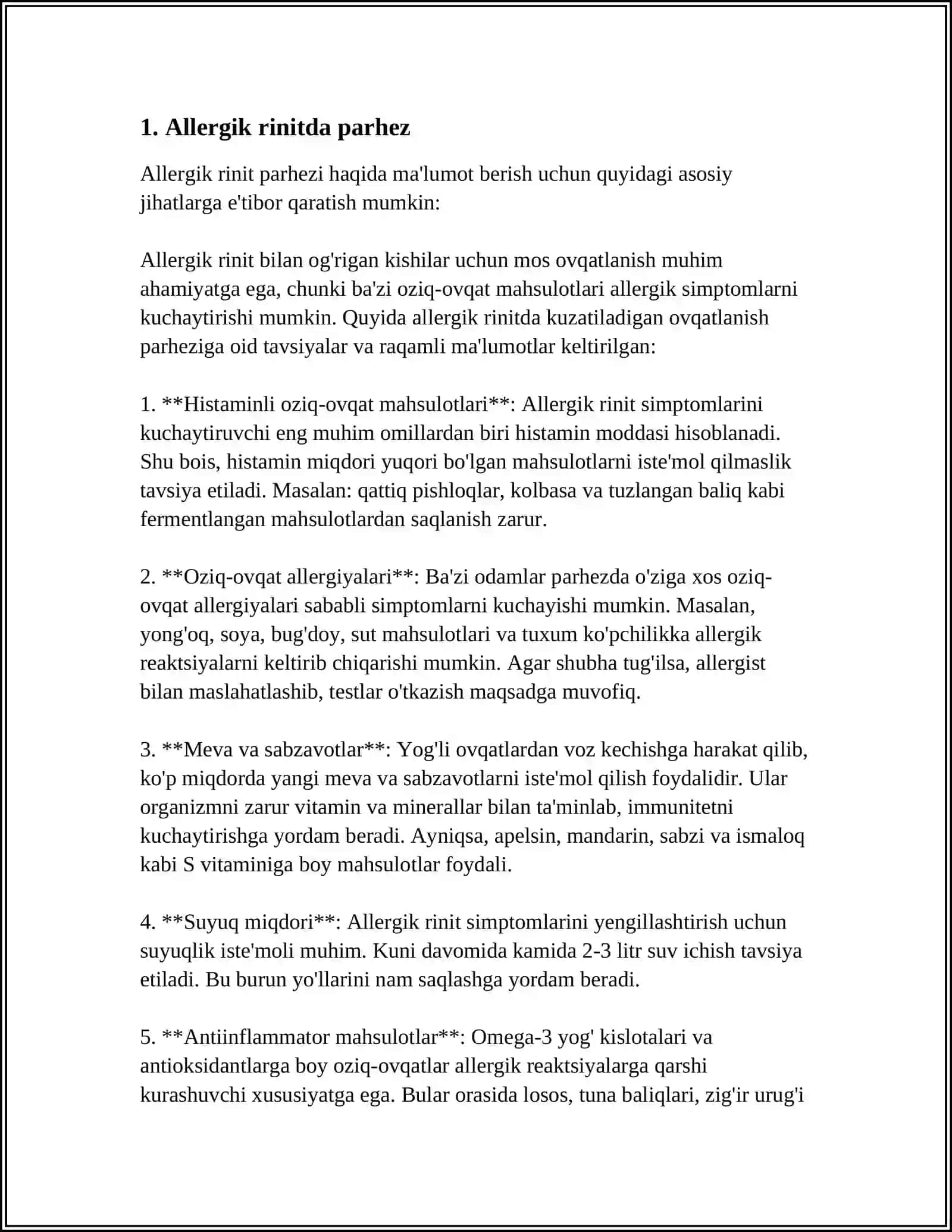 ALLERGIK KASALLIKLARDA DAVOLOVCHI PARHEZ STOLI 4