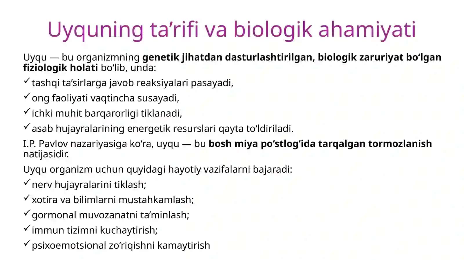 Uyqu, tushko‘rish va gipnozning fiziologik asoslari 4