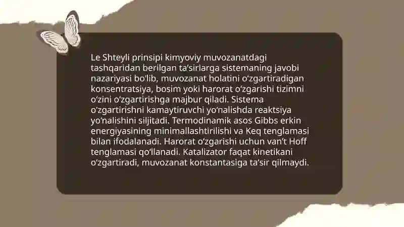 Kimyoviy muvozanat.Le shteyli prinsipi 4