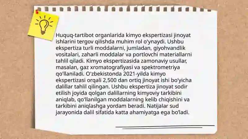 Kriminalistika.Kriminalistikada kimyoning oʻrni va ahamiyati 4