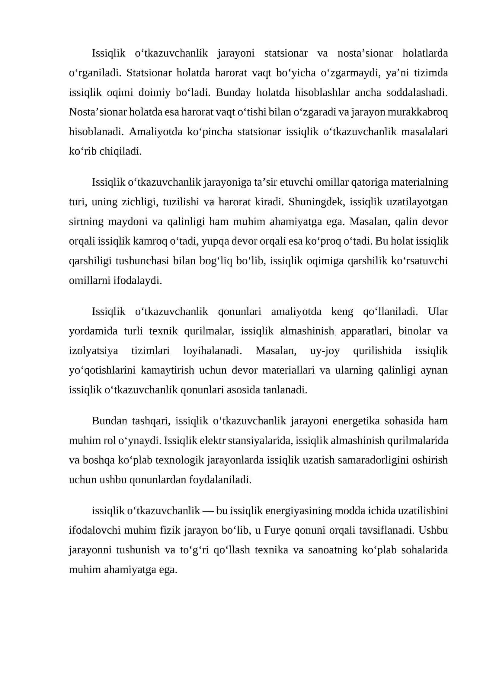 Ko‘p qatlamli yassi va silindrik devorning issiqlik o‘tkazuvchanligi 4