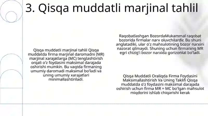 Raqobatlashgan Bozorda, Qisqa Muddatli Oraliqda Firma Foydasini Maksimallashtirish Va Uning Taklifi 4