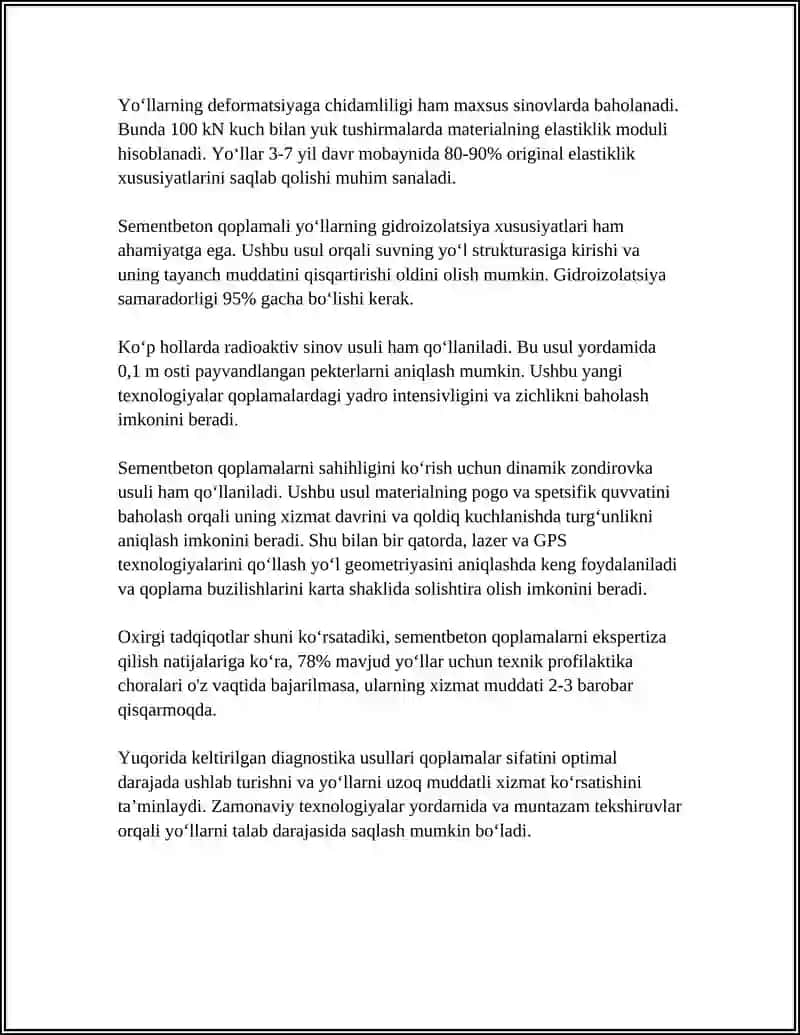 SEMENTBETON QOPLAMALI AVTOMOBIL YOʻLLARNI REKONSTRUKTSIYA QILISH 4