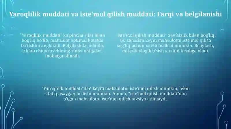 Oziq-ovqat mahsulotlarining yaroqlilik muddati va saqlanish sharoitlari 4