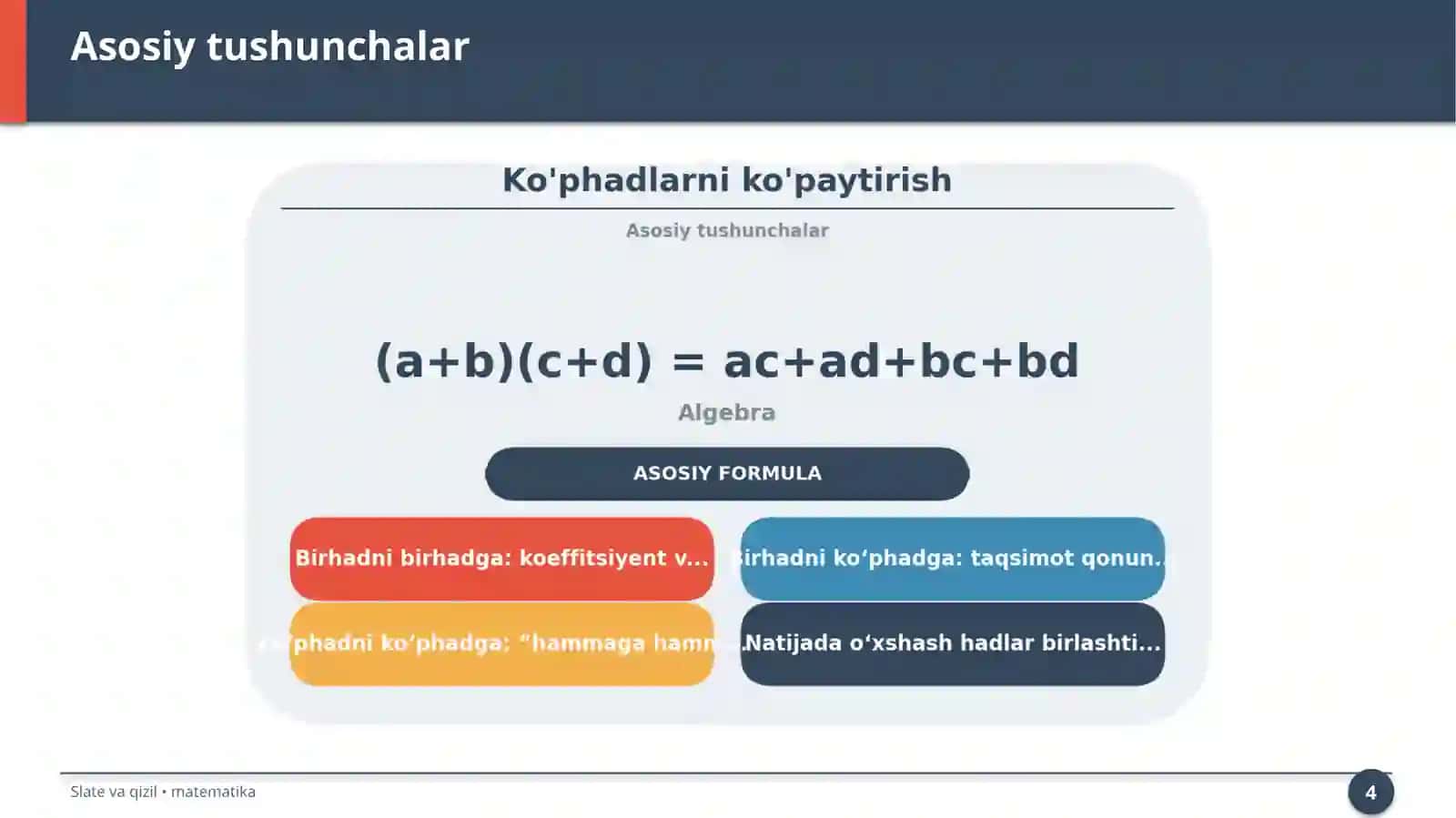 Ko'phadni ko'phadga ko'paytirish 4