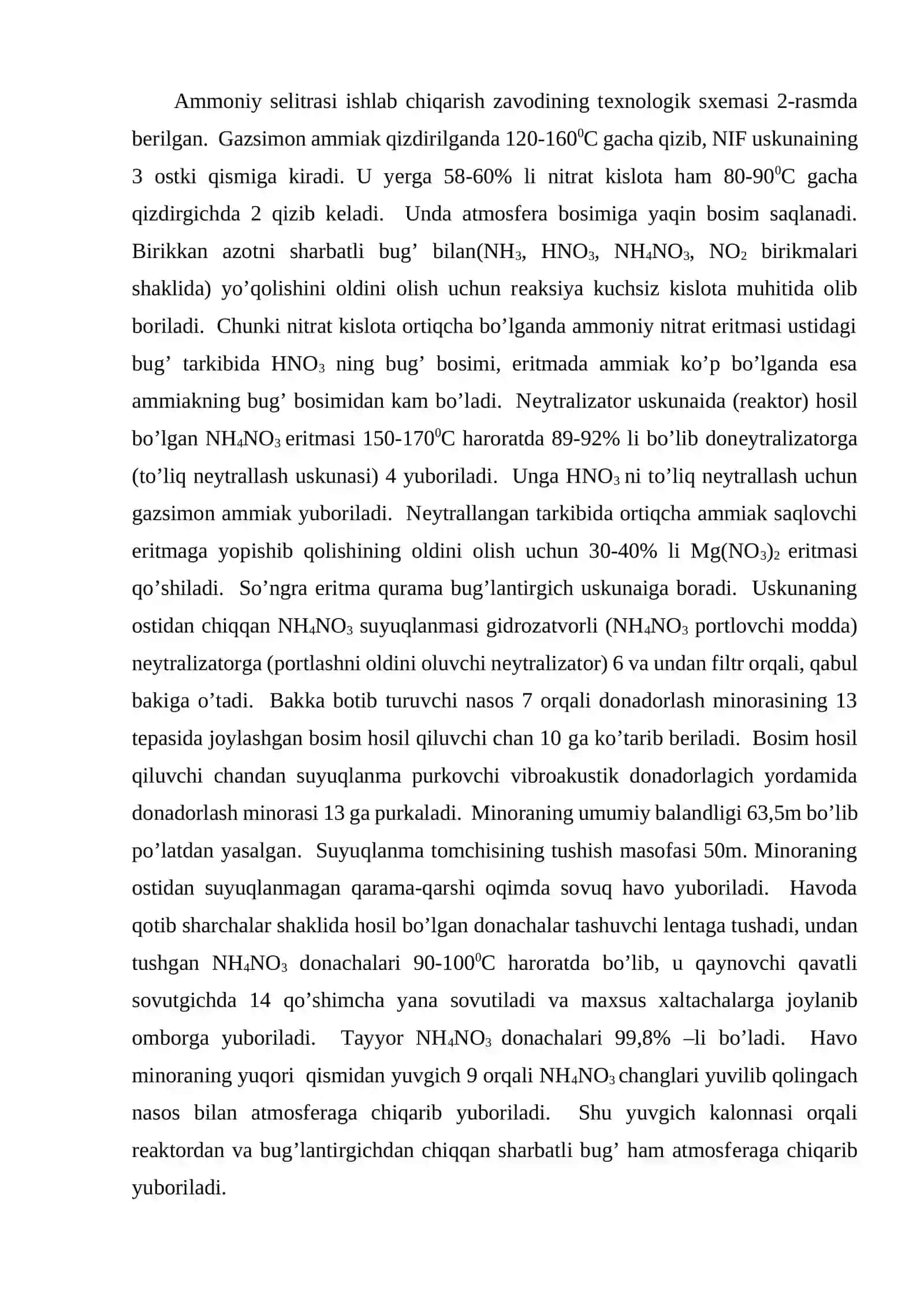 Ammoniy selitrasi, xususiyati va ishlab chiqarish texnologiyasi 4