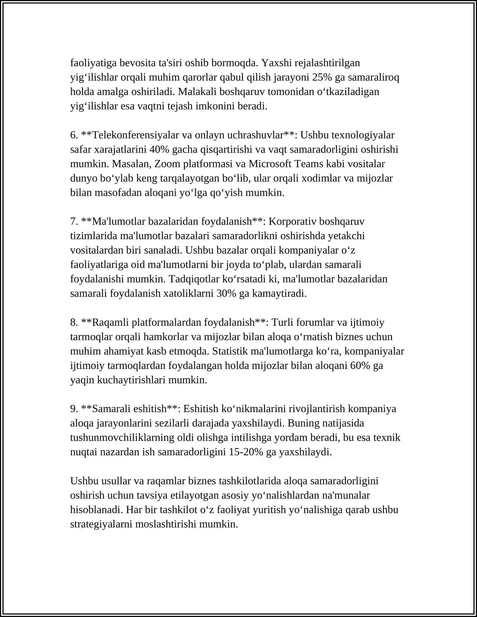 BIZNES TASHKILOTLARIDA ALOQA SAMARADORLIGINI BAHOLASHGA OID ILMIY YONDASHUVLAR 4