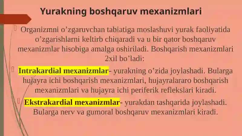 Yurak faoliyatining boshqarish mexanizmlari 4