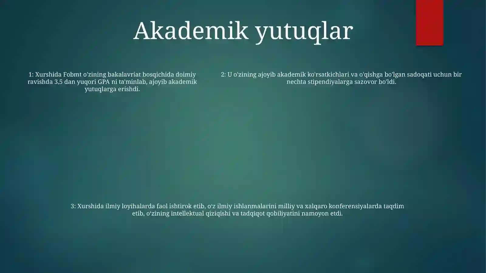 Xudoyqulova Xurshida Fobmt-Yo'Nalishi 18/23-Guruh Talabasi 4