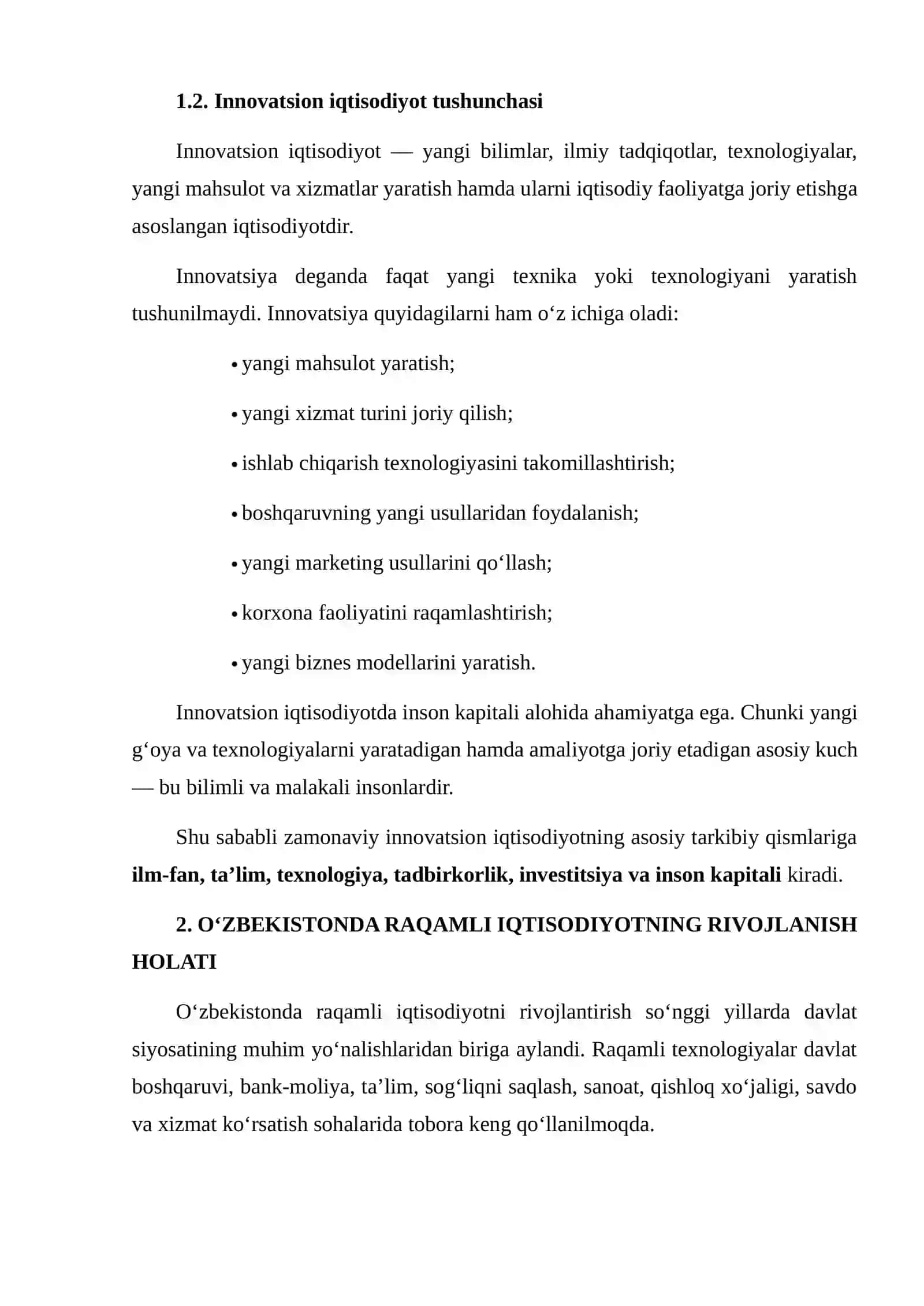 O‘ZBEKISTONDA RAQAMLI IQTISODIYOT SHAROITIDA INNOVATSION IQTISODIYOTNI RIVOJLANTIRISH 4