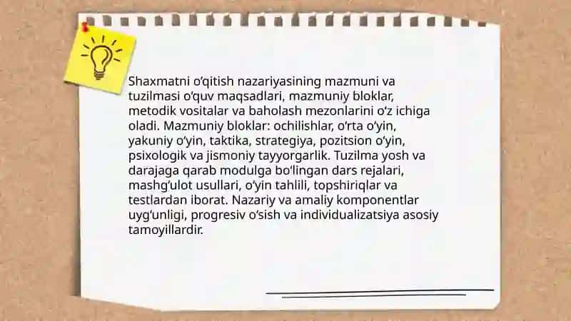 Shaxmatni o’qitish nazaryasi va amalyoti fanining maqsadi hamda vazifalari 4