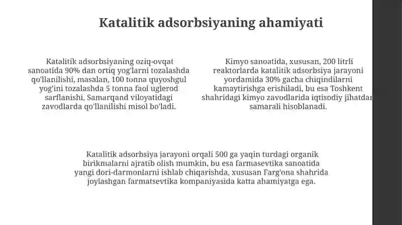 Oziq-ovqat va kimyo sanoatida adsorbsiyaning roli 4